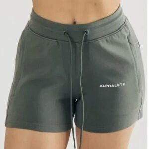 NWT Alphalete Women's Essential Core Shorts Gray Green S Athleisure Gym Travel